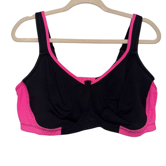Catherines Intimates Black & Pink Sports Bra 48D Mesh Back Supportive Design - Picture 1 of 5
